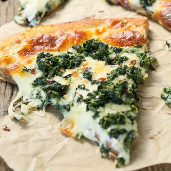 Roasted Garlic Spinach White Pizza