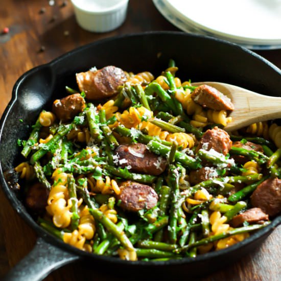 Sausage Asparagus Quinoa Pasta