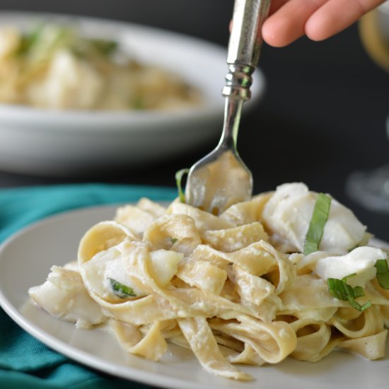 Alaskan Cod Fettuccine Alfredo