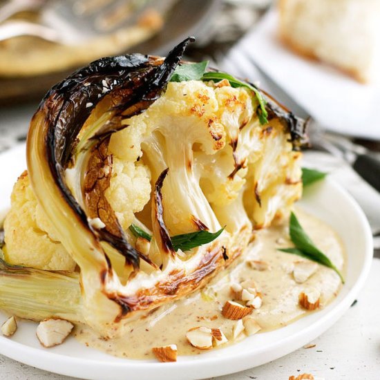 Roasted Cauliflower w/ Almond Sauce