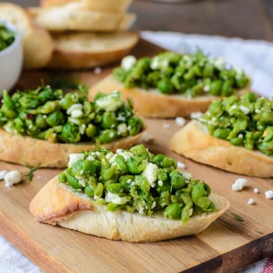 Spring Pea Dill Feta Crostini