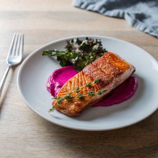 Beet Puree + Spicy Kale Chips