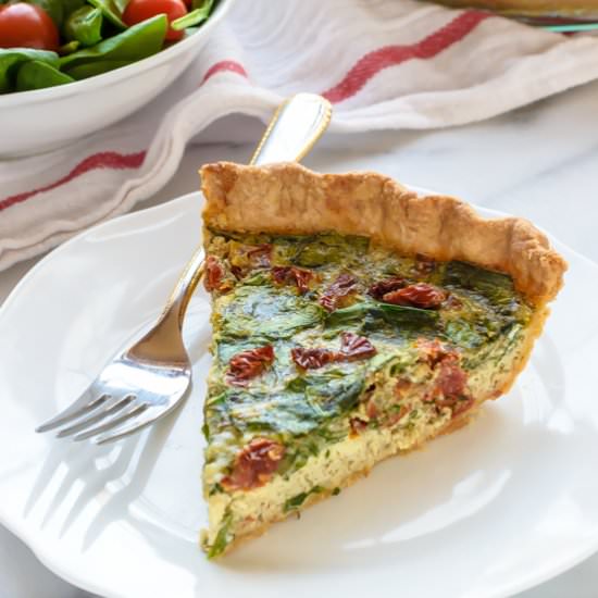 Pesto Quiche with Sundried Tomatoes