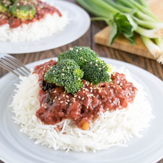 Broccoli in Strawberry Sauce