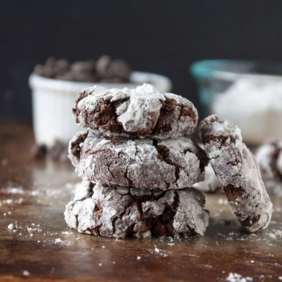 Vegan Chocolate Crinkle Cookies