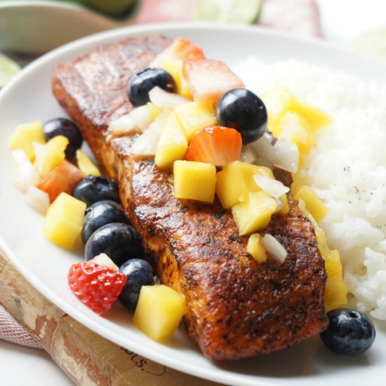 Blackened Salmon with Fruit Salsa