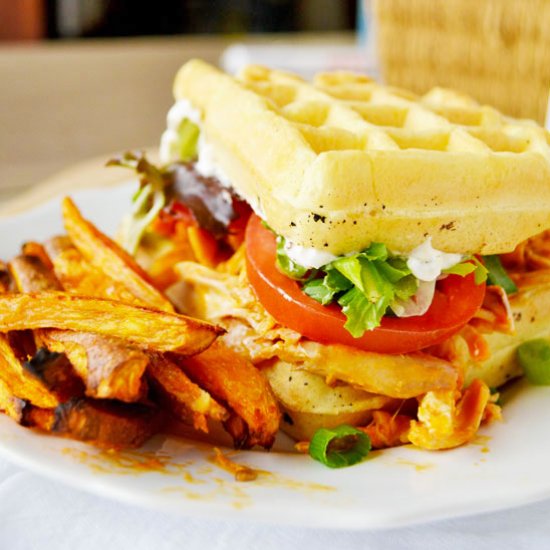 Buffalo Chicken Waffle Sandwich