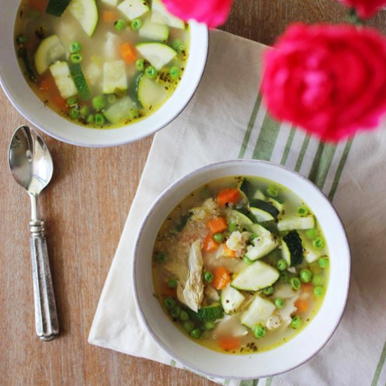 Spring Veggie and Chicken Soup