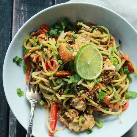 Thai Chicken Zoodles with Peanut Sauce