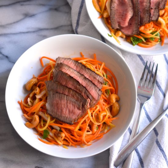 Steak Topped Carrot & Mango Salad