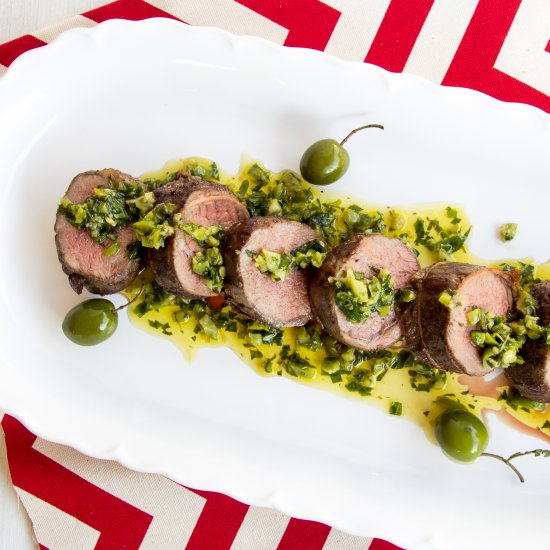 Lamb with Olive & Mint Salsa Verde