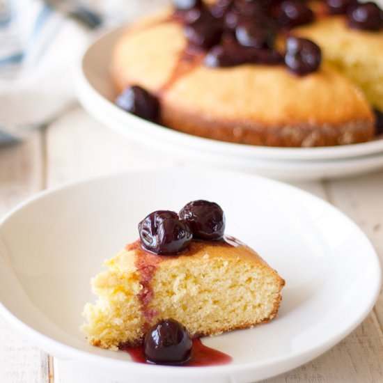 Olive Oil Cake with Cherry Compote