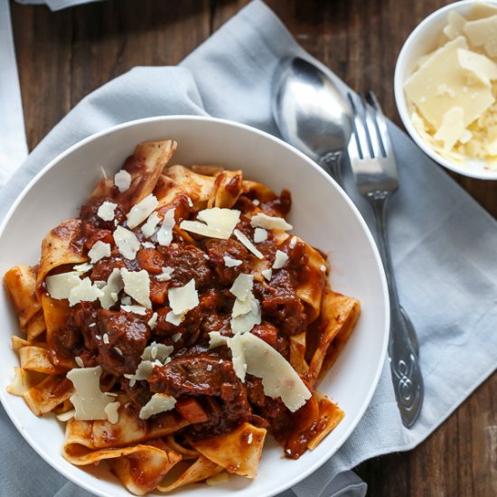 Fiery Lamb Ragu on Parpadelle