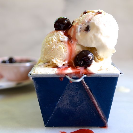 Amarena cherry & almond ice cream