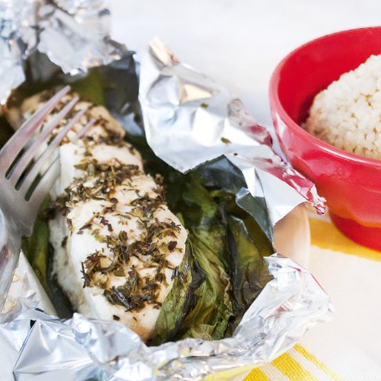 Baked Fish, Bok Choy and Brown Rice