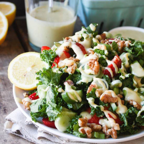 Strawberry Walnut Kale Salad