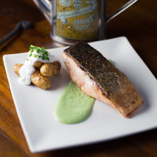 Crispy Skin Salmon & Jalapeno Creme