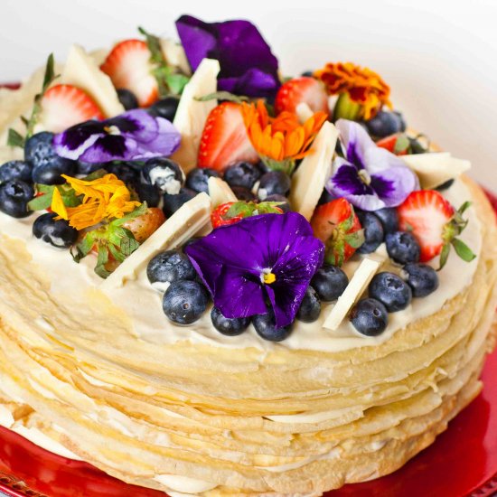 White Chocolate Mousse Crepe Cake