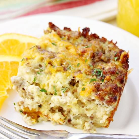 Sausage Egg & Waffle Casserole