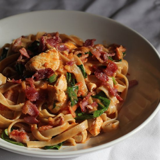 Chicken, Bacon & Spinach Tagliatelle