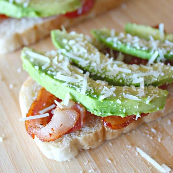 Avocado, Bacon and Parmesan Toast