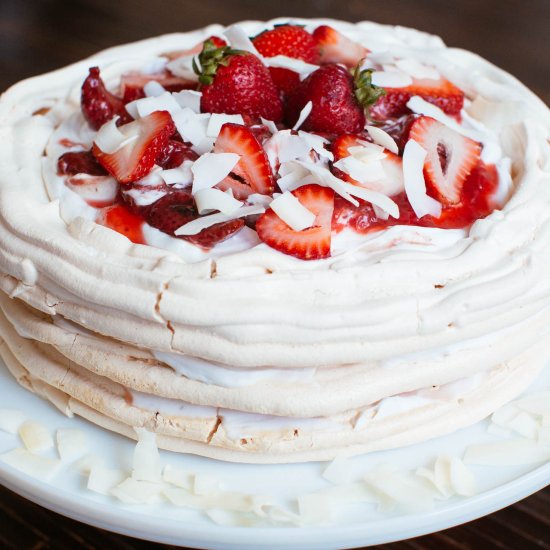 Strawberry Pavlova Cake