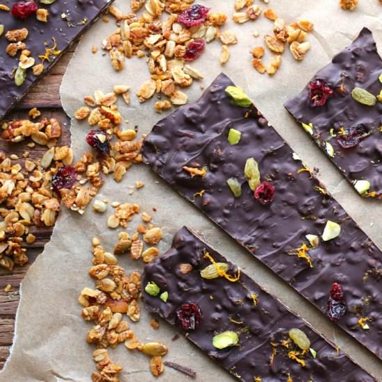 Orange Granola-Chocolate Bark