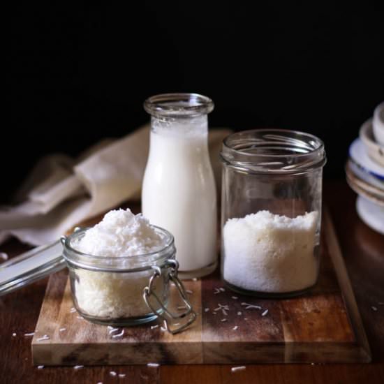 Homemade coconut milk and flour