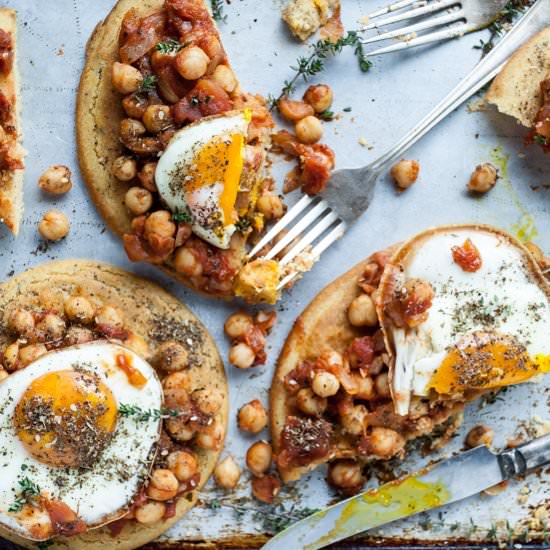 Spicy Chickpea & Egg Flatbreads