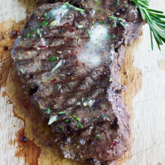 Grilled Steak Rosemary Lemon Butter