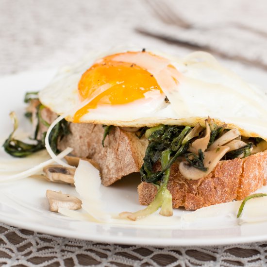 Dandelion and Egg on Bread