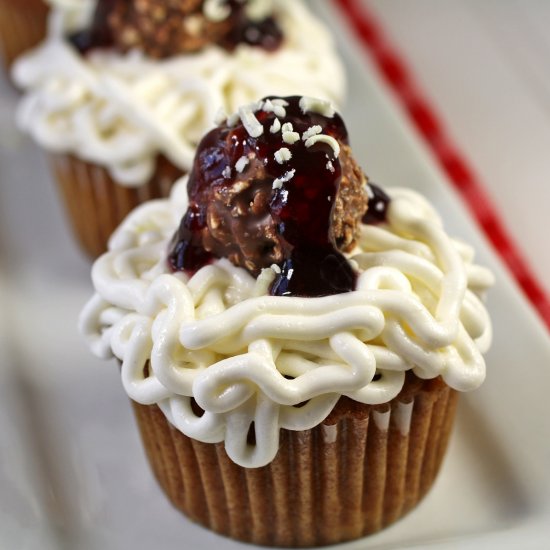 Spaghetti and Meatball Cupcakes