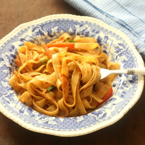 Tagliatelle Pasta With Basic Spices