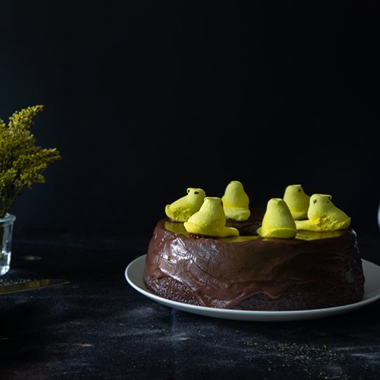 Banana Chocolate Loaf Peeps Cake