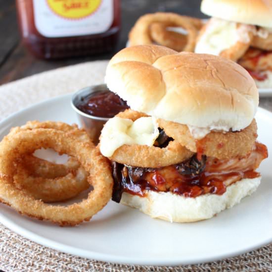 BBQ Chicken Onion Ring Sandwich