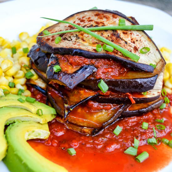 Grilled Aubergine Stack