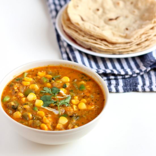 Corn capsicum masala curry