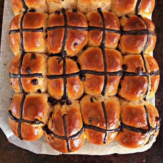 Choc Chip Pumpkin Hot Cross Buns