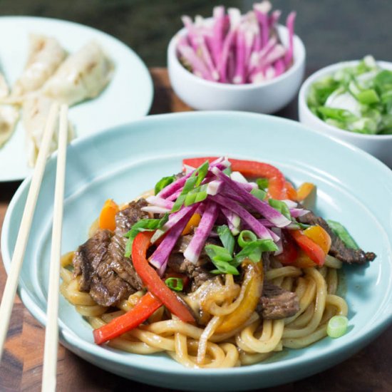 Beef and Vegetable Udon Stir-Fry