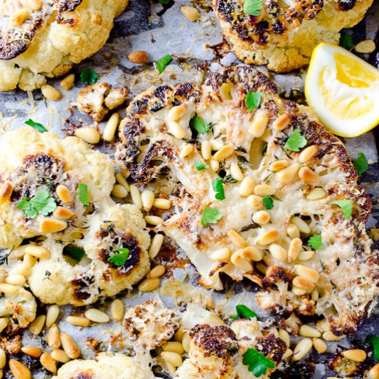 Lemon Parmesan Cauliflower Steaks