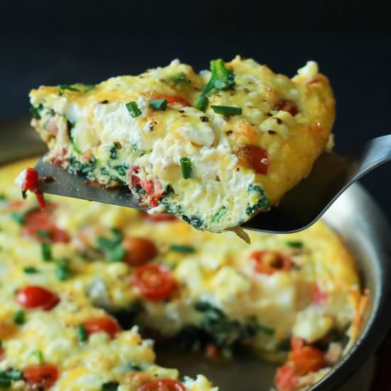 Cheesy Bacon Spinach Frittata