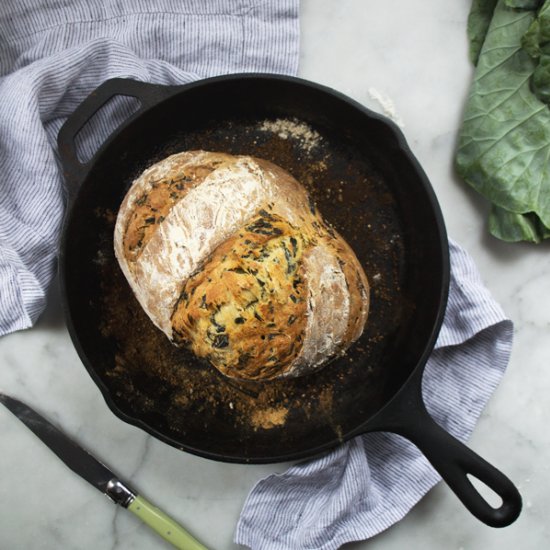 No-Knead Collard Bread