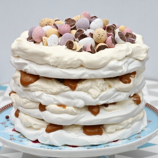 Mini Egg & Caramel Easter Pavlova