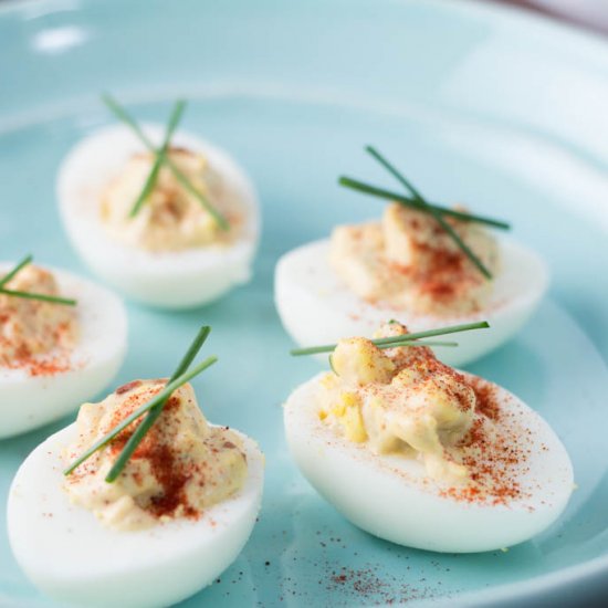 Smokey Chipotle Bacon Deviled Eggs