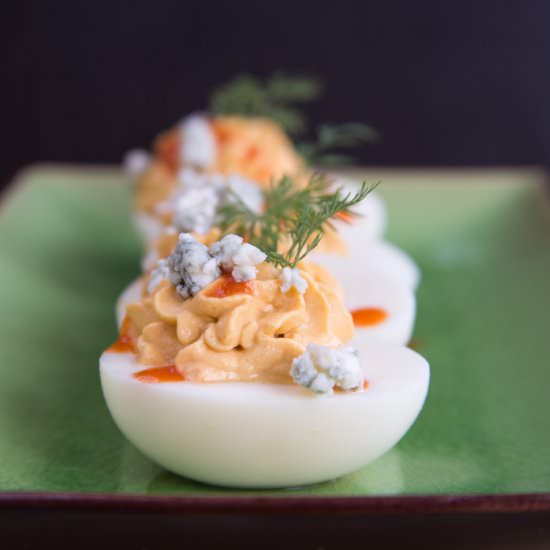 Buffalo Blue Cheese Deviled Eggs