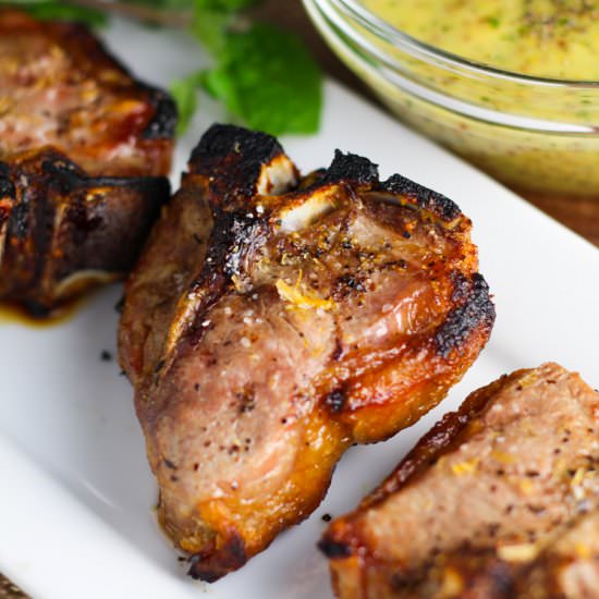 Lamb Chops with Mint Mustard Sauce