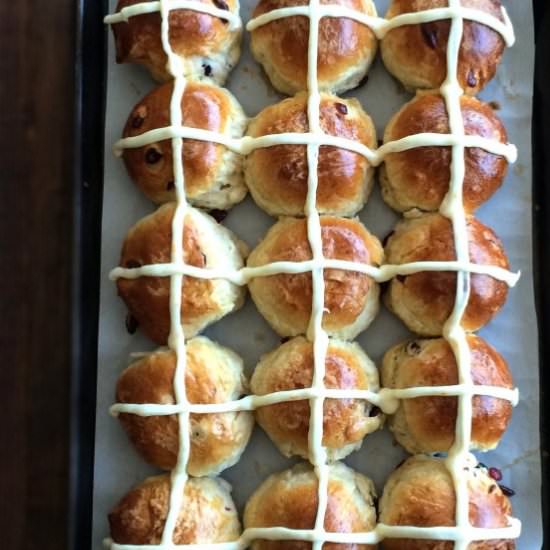 Orange Cranberry Hot Cross Buns