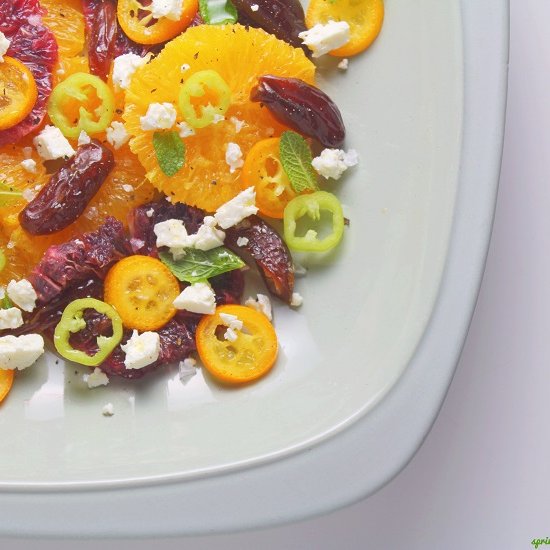 Orange Kumquat Date and Feta Salad