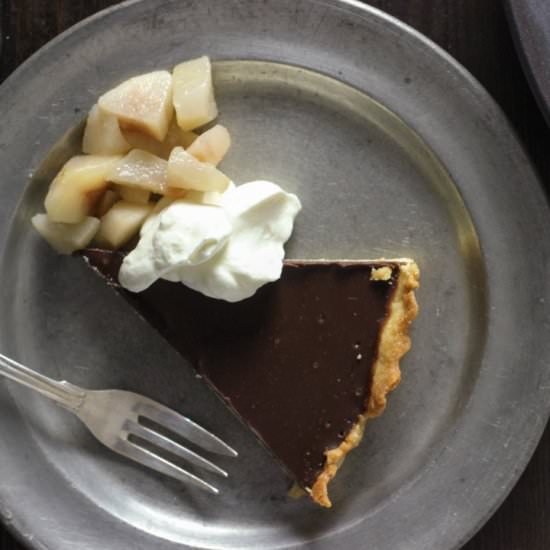 Chocolate Tarte with Pears & Cream