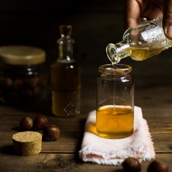 Homemade hazelnut syrup